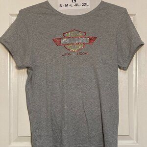 Willie Nelson original Luck Texas women's tee gray with sequins sze 2XL